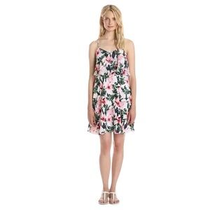 NWT Vince Camuto Floral Tropical Rain Ultra White Popover Flared Overlay…